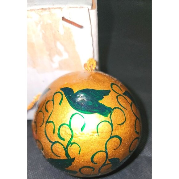 Handcrafted Gold Green Bird Dove  Ornament With Tassel NOS Made In India - Picture 2 of 8